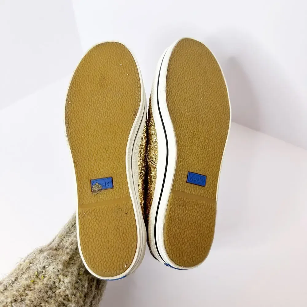 Kate Spade x‎ Keds Size 6 Platform Gold Glitter Sneakers 0